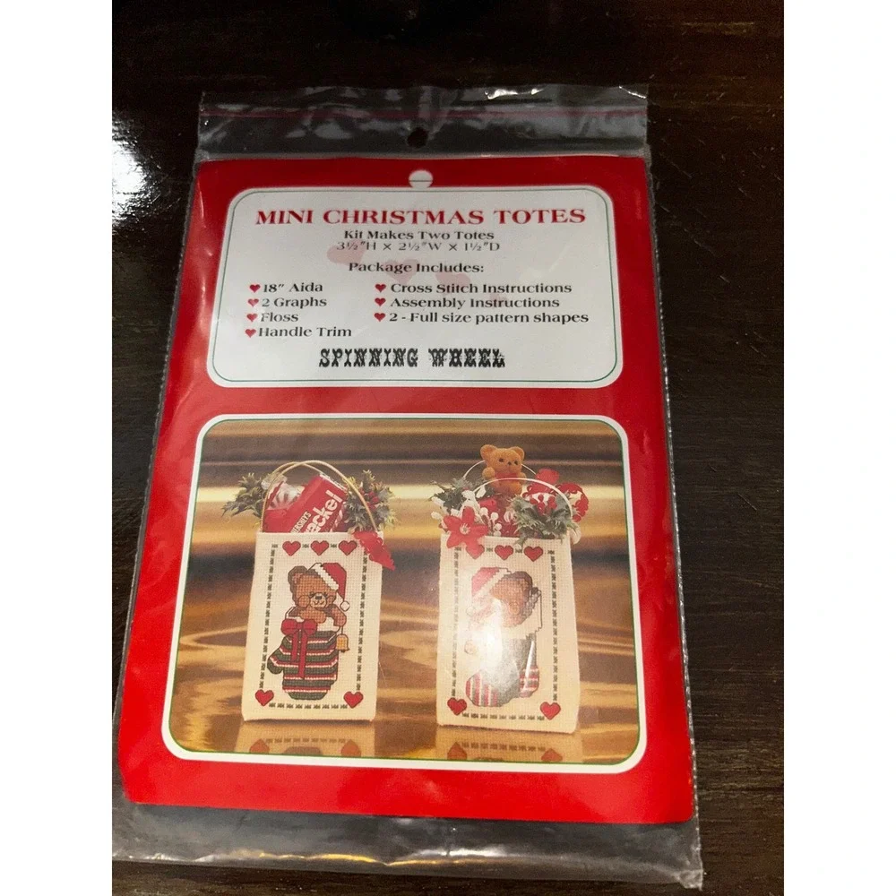 Spinning Wheel Mini Christmas Totes Cross Stitch Kit Makes Two New Holiday Craft